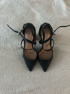 Call It Spring Black Pointed Toe Strappy Heels
